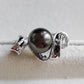 9.3mm Genuine tahitian south sea pearl silver wave ring