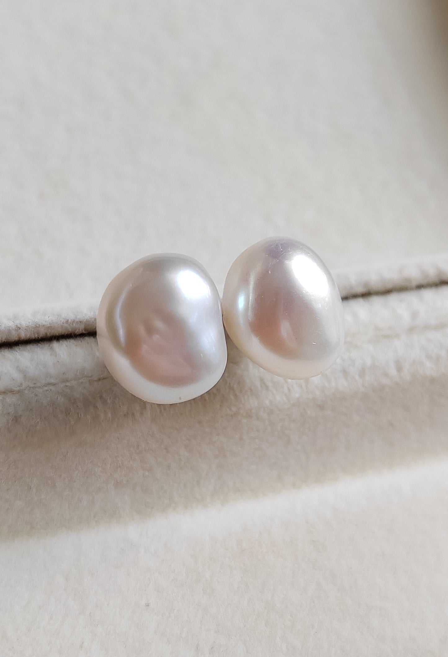 9mm Genuine freshwater Keshi pearls essential earrings studs silver