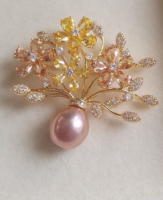 'Pleasure Blossom' brooch genuine freshwater pearl 11.8mm