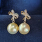18k gold earrings genuine golden south sea pearls 10mm round