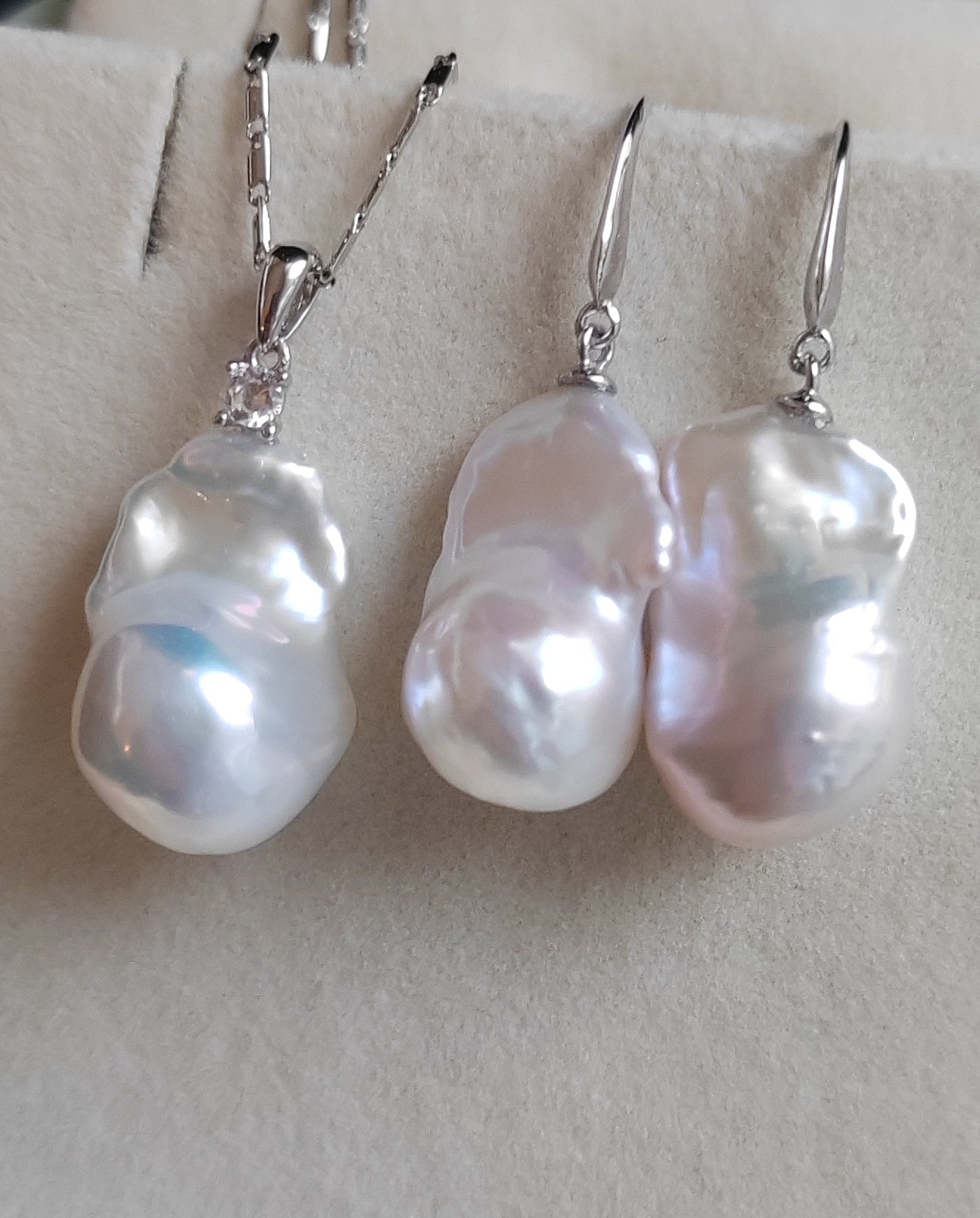 Classic baroque jewelry set Genuine freshwater pearl 12-13mm x20mm
