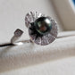 'Green lotus' adjustable ring genuine tahitian south sea pearl 9.3mm