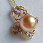 'Rococo' 14k gold pendant genuine golden south sea pearl 12.8mm Round