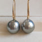 10mm Genuine Tahitian Mangareva pearl AAA 18ct gold French hook earrings
