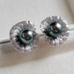 'Green lotus' earrings genuine tahitian south sea pearls 9.1mm