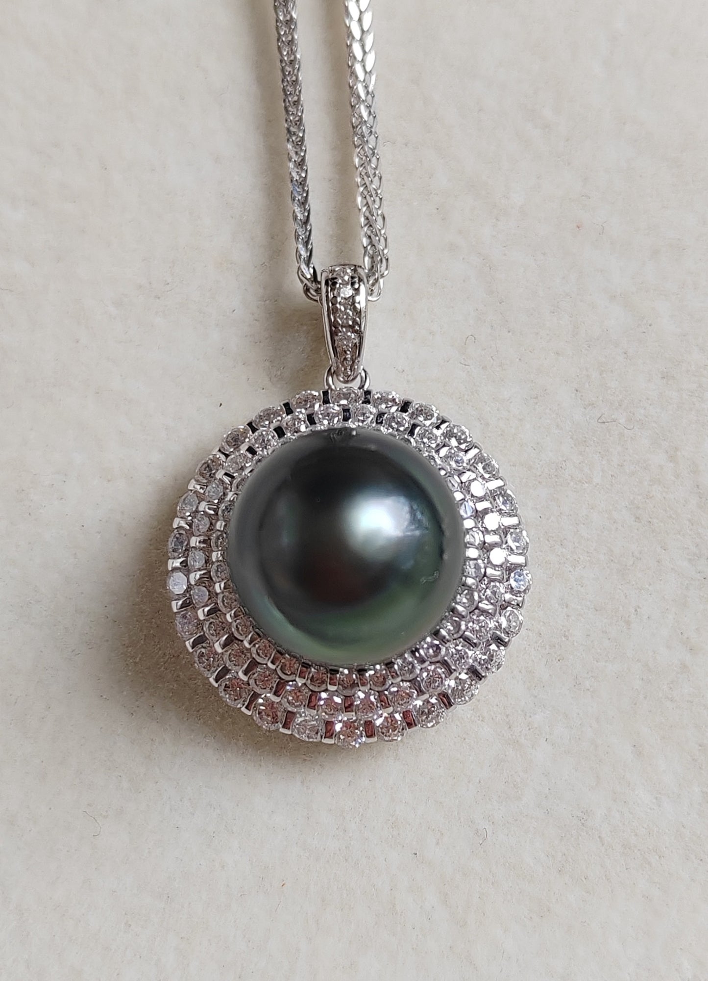 11.6mm Genuine tahitian south sea pearl luxury style necklace silver