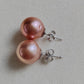 'Chocolate' Pearl earrings studs genuine freshwater pearls 11.8mm