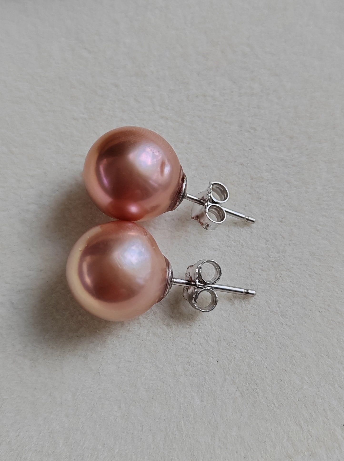 'Chocolate' Pearl earrings studs genuine freshwater pearls 11.8mm