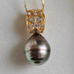 11.2x13.6mm Genuine Mangareva Tahitian sea pearl 'Light Neon' pendant