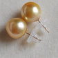 18k gold essential earrings studs genuine golden south sea pearls 12.8mm