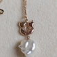 'Wild' Genuine Australian south sea Keshi 'Love cat' 10k necklace