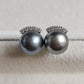9.3mm Genuine tahitian south sea pearls silver earrings