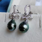 9.3mm Genuine tahitian south sea pearl Lace earrings silver