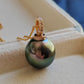 12.95x13.5mm Genuine Tahitian Mangareva pearl 18k gold diamond enhancer/ pendant
