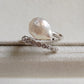 'Wild Lily' Silver ring genuine Keshi south sea white pearl 6ct