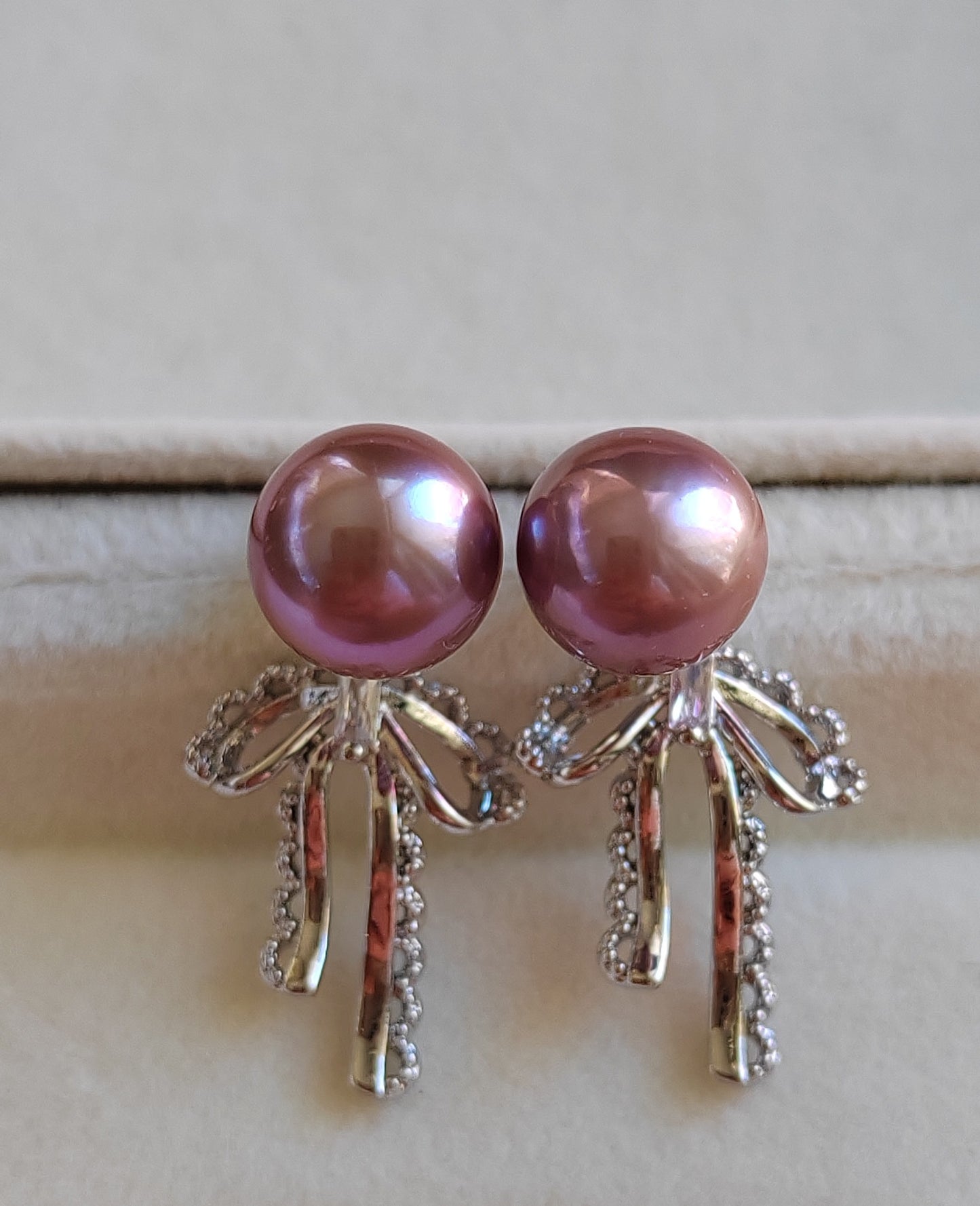 8.9mm Genuine freshwater pearls classic earrings studs silver