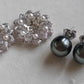 'Dahlia' Two-way earrings genuine tahitian south sea and akoya pearls