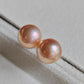 10.2mm Genuine freshwater pearls essential earrings studs Peach