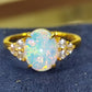 'Water Lily' 1.31ct Natural Solid Australian Crystal opal 9k gold ring