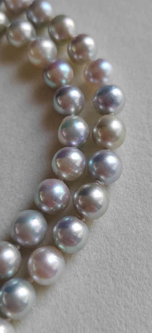 7.7-8.4mm Genuine Japanese akoya saltwater pearls classic necklace