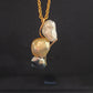 'A feather' 18k gold pendant genuine south sea & Tahitian Keshi pearls 'Wild'