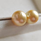 18k gold essential earrings studs genuine golden south sea pearls 12.8mm