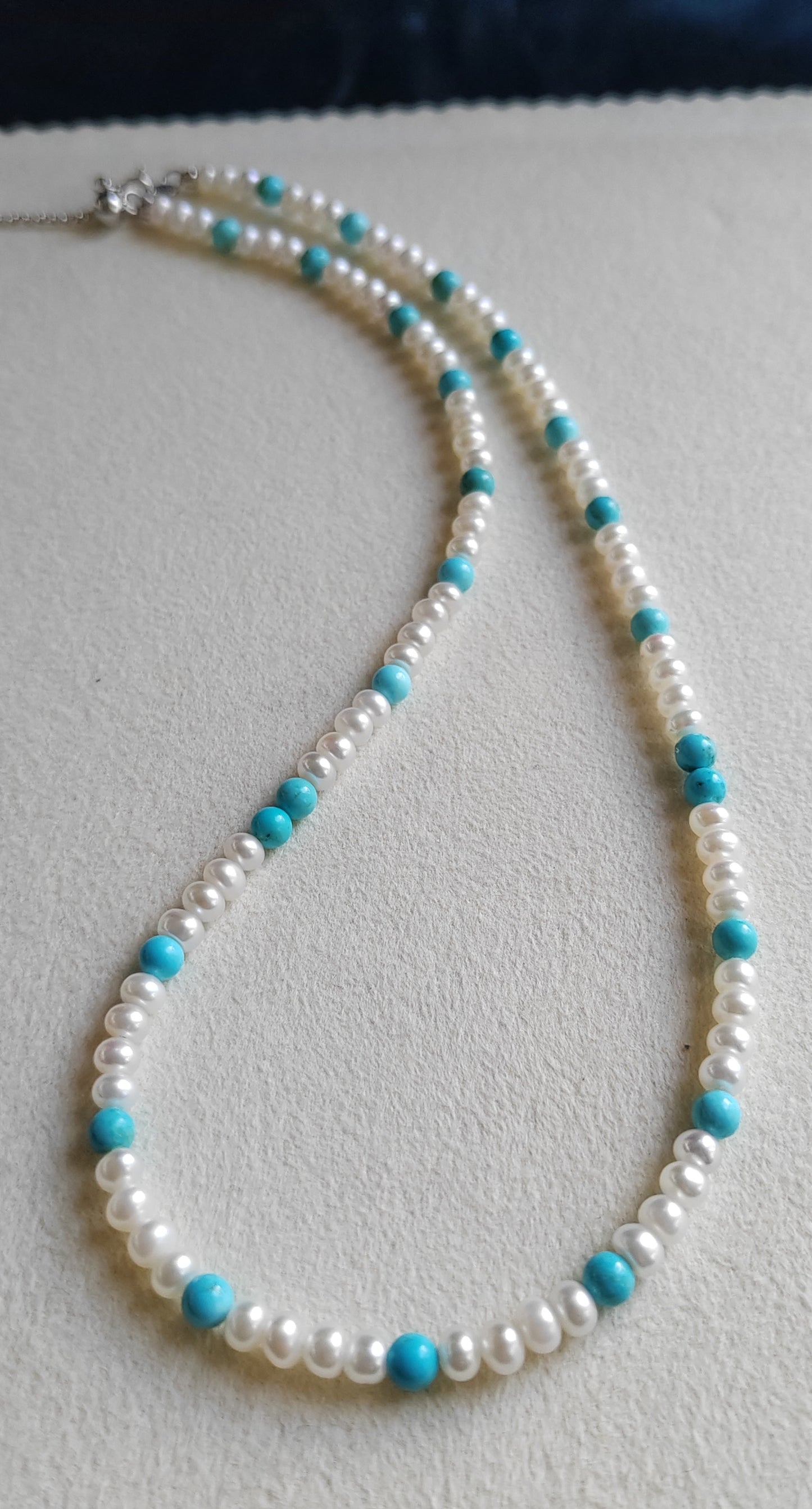 4.3-4.5mm Natural Turquoise freshwater pearls Necklace