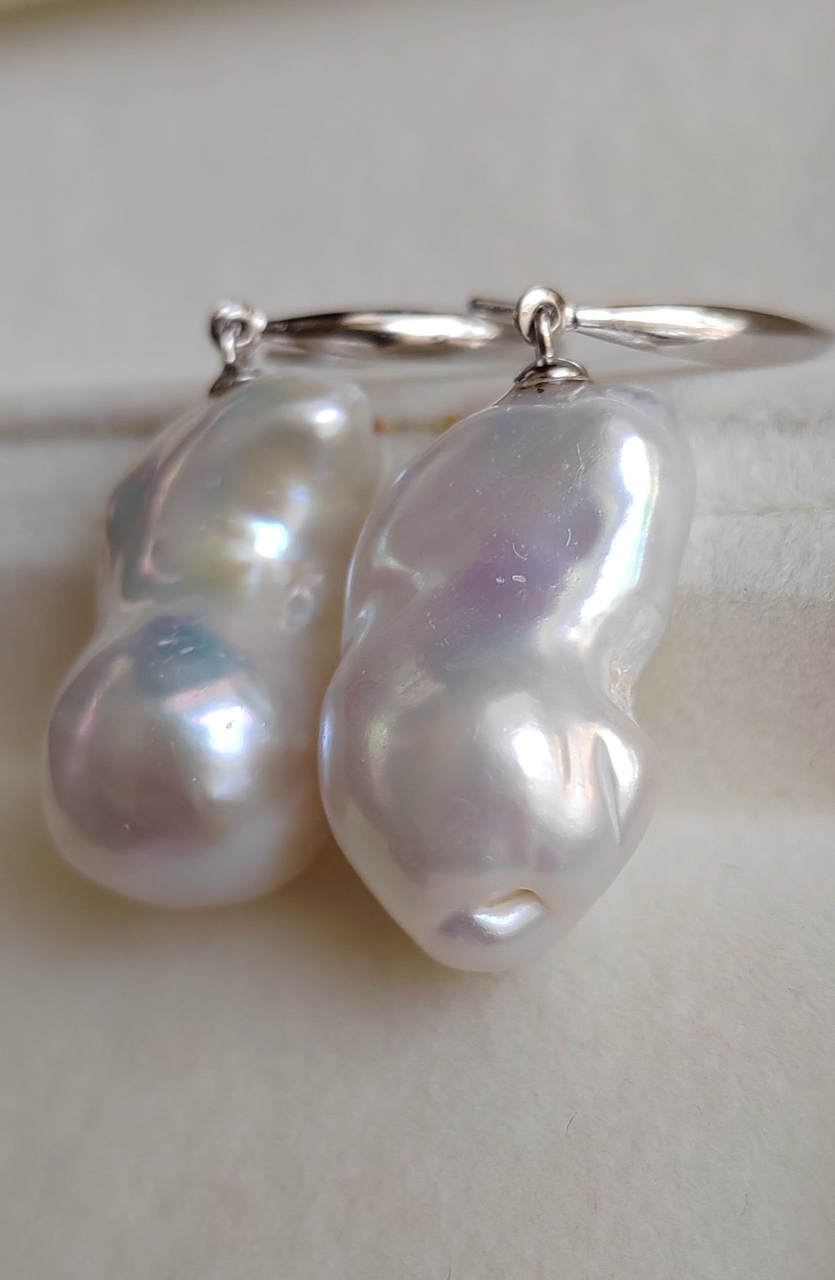 Classic baroque earring genuine freshwater pearl 13x22mm