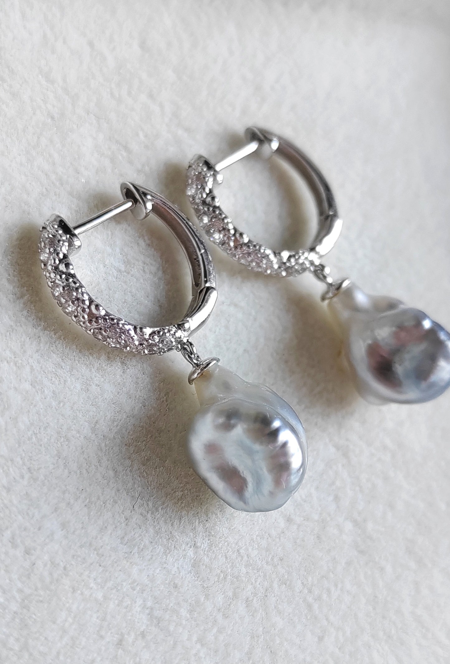 'Wild Lily' Genuine south sea Keshi pearl fairy hoop earrings