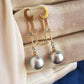 'Blue Moon' earrings 18k gold genuine Japanese akoya pearls 8mm AAAA