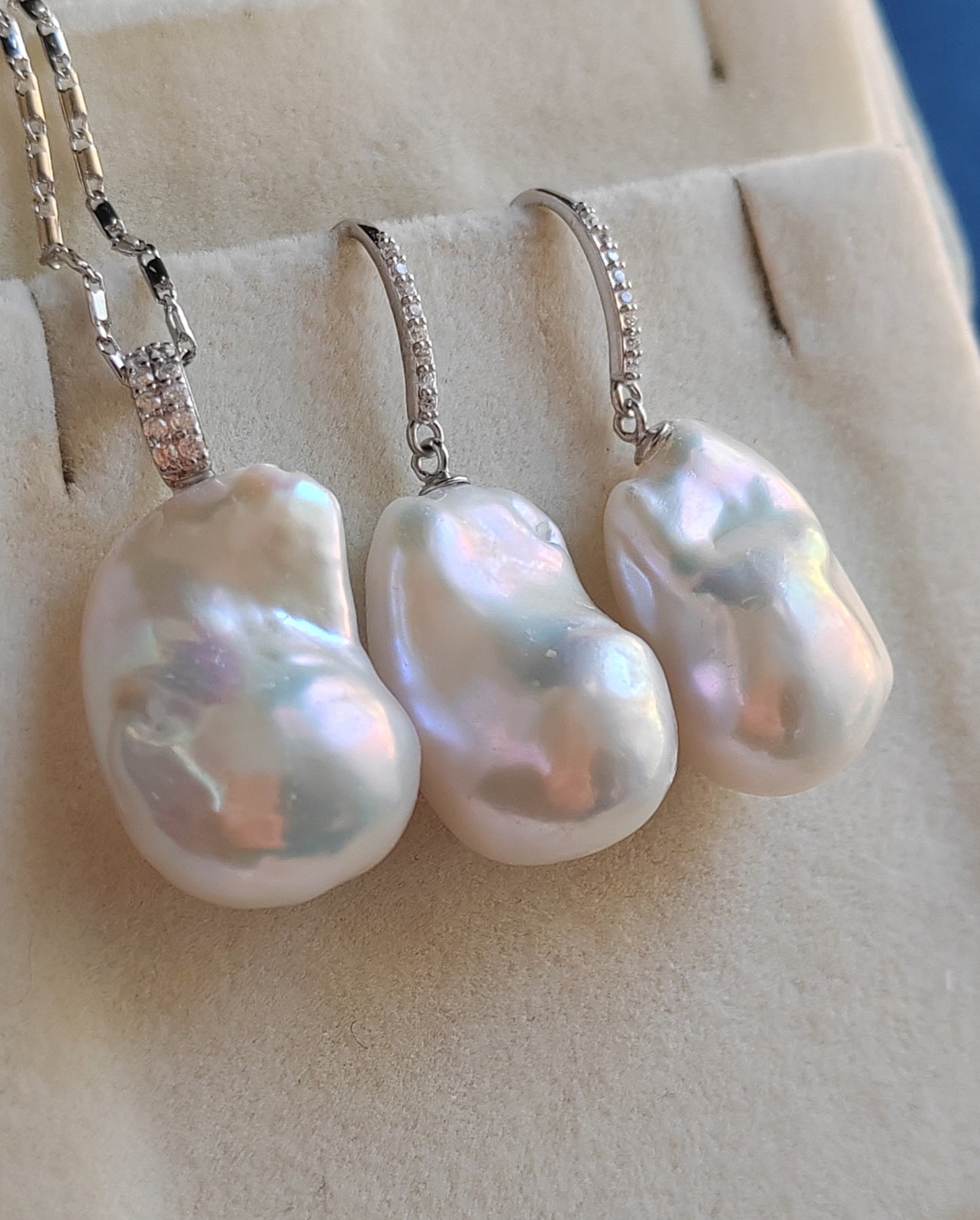 Classic baroque jewellry set Genuine freshwater pearls 13.9-15.2mm