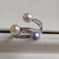 6.2-6.4mm Genuine Japanese akoya pearls triple beauty Ring