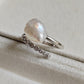 'Wild Lily' Silver ring genuine Keshi south sea white pearl 6ct