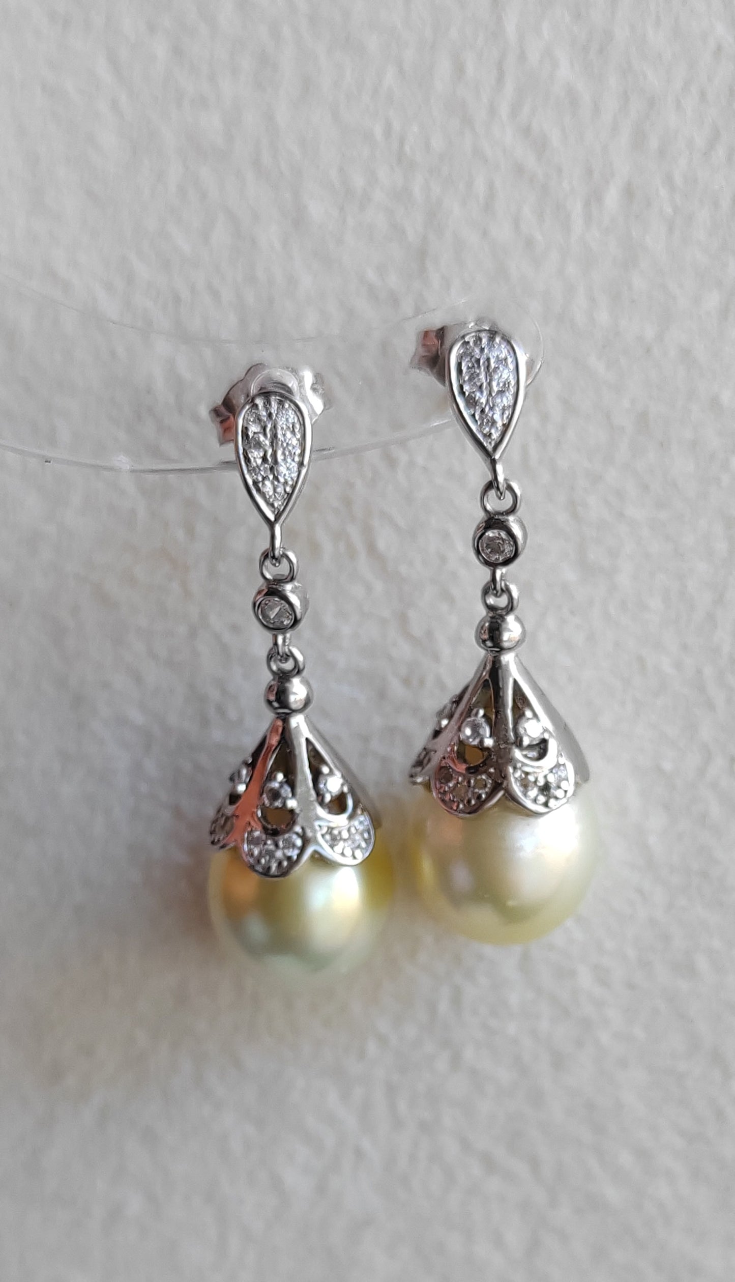 10.7mm Genuine south sea pearls elegant earrings silver
