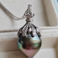 16.3x20mm Genuine tahitian sea pearl enhancer necklace silver