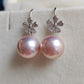 11.4mm Genuine freshwater pearls 'Flowers' earrings
