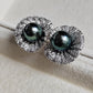 'Green lotus' earrings genuine tahitian south sea pearls 9.1mm