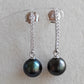 Classic Dangling earrings Genuine tahitian south sea pearl 8.8mm Round