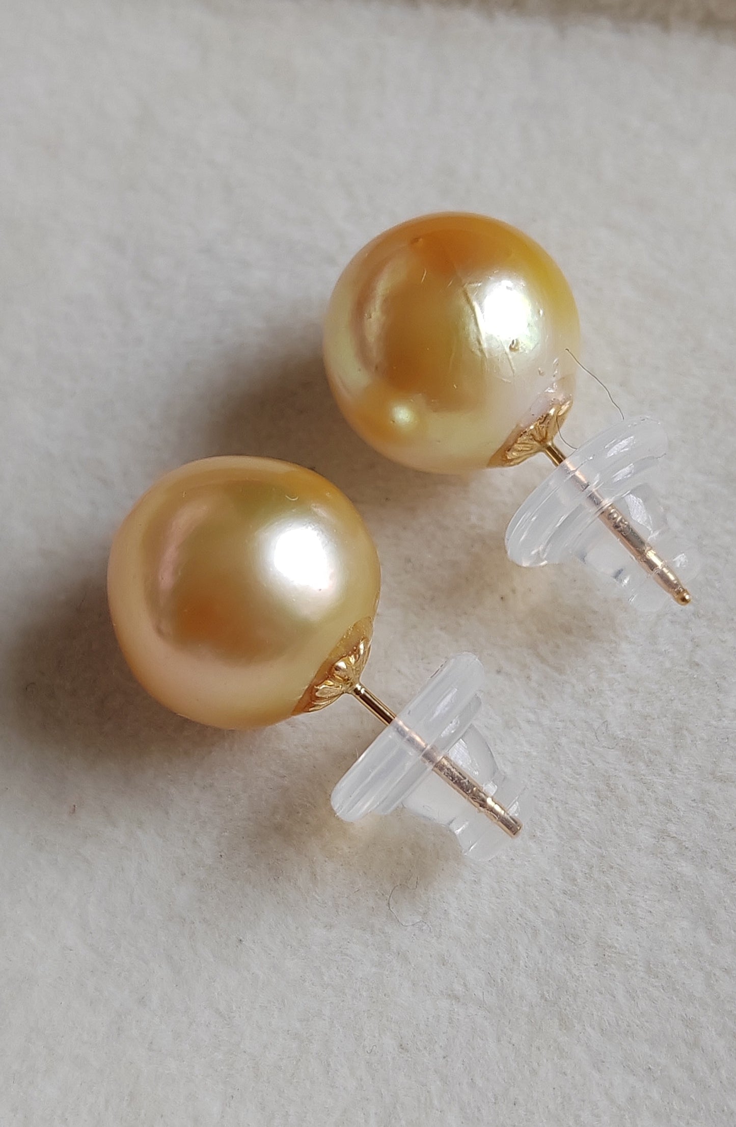 18k gold essential earrings studs genuine golden south sea pearls 12.8mm