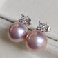 'Silver Clovers' jewelry set Genuine freshwater pearls 13-13.4mm