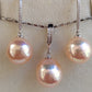 'Fairy Peach' Jewellery set Genuine freshwater pearls 11.8-12.2mm