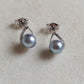 6.1mm Genuine Japanese akoya pearls classic earrings silver