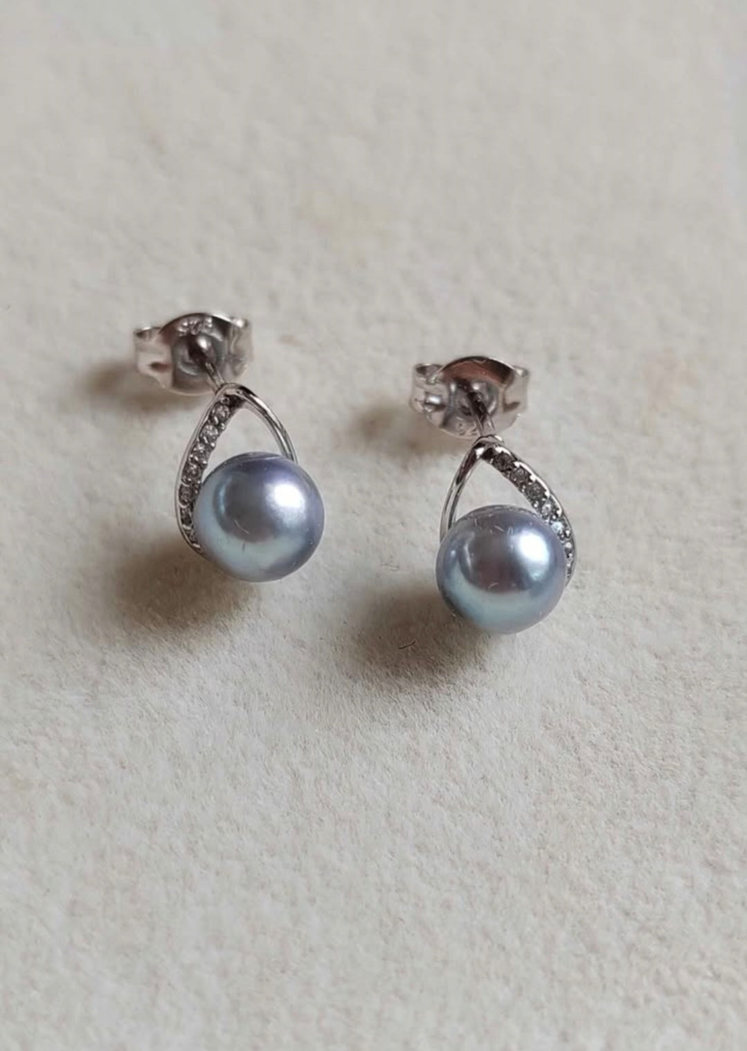 6.1mm Genuine Japanese akoya pearls classic earrings silver