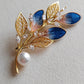 'Early Autumn' brooch genuine south sea white pearl 9.7mm