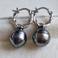 10.5mm Genuine tahitian south sea pearls simple hoops earrings