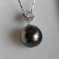 'White Camellia' 18k white gold pendant genuine Mangareva tahitian dea pearl 11.7x12.1mm