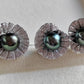 'Green lotus' earrings genuine tahitian south sea pearls 9.1mm