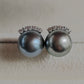 9.3mm Genuine tahitian south sea pearls silver earrings