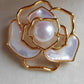 11.1mm genuine freshwater pearl Camellia brooch