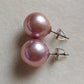 12.3mm Genuine freshwater pearls essential earrings studs silver